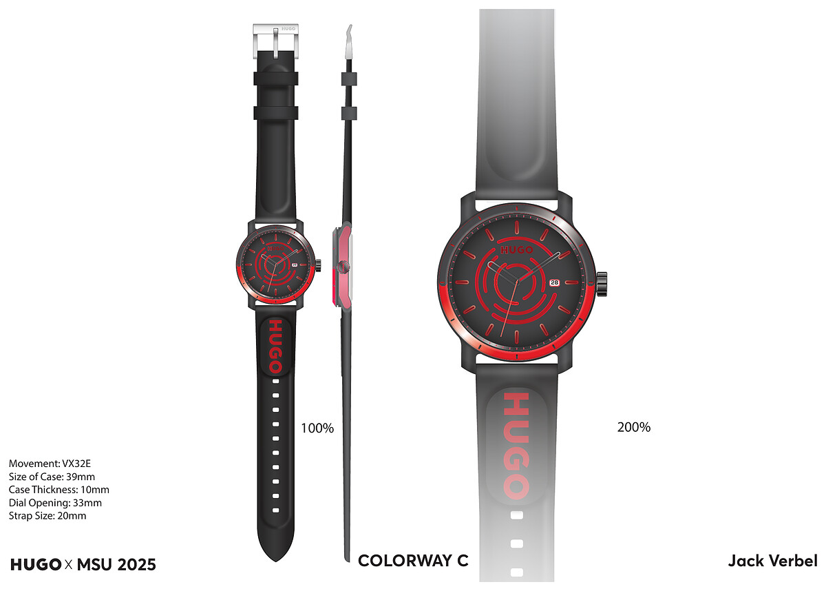 Illustrator board for the black and red colorway, which became the final design